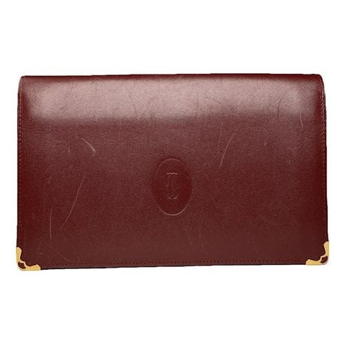 Pre-owned Cartier C Patent Leather Clutch Bag In Burgundy