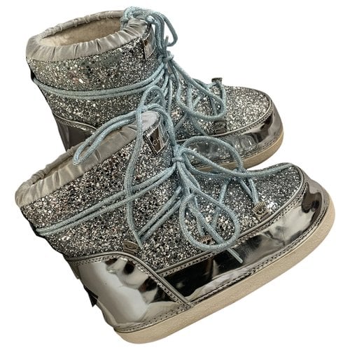 Pre-owned Chiara Ferragni Glitter Snow Boots In Blue
