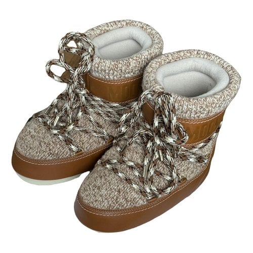 Pre-owned Chloé Leather Snow Boots In Camel