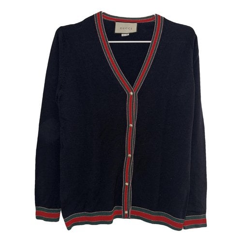 Pre-owned Gucci Wool Cardigan In Blue
