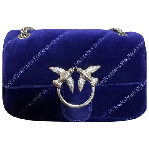 Pre-owned Pinko Love Bag Velvet Handbag In Blue