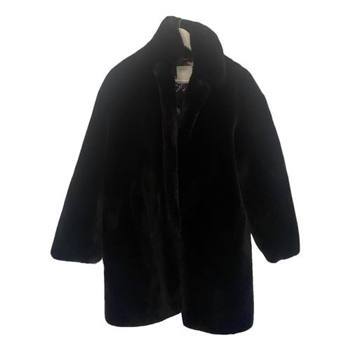 Pre-owned Sandro Fall Winter 2020 Faux Fur Coat In Black