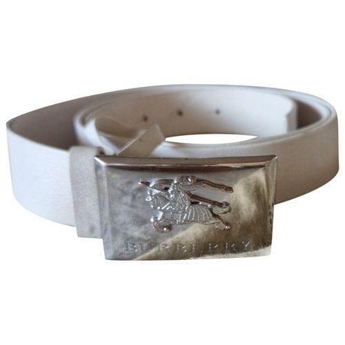 Pre-owned Burberry Leather Belt In White