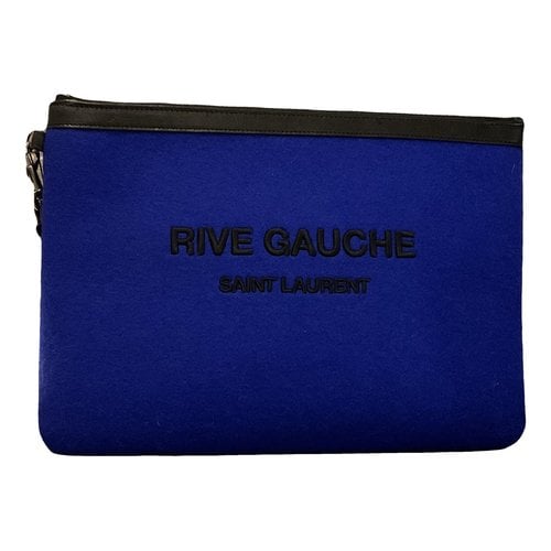 Pre-owned Saint Laurent Leather Clutch Bag In Blue
