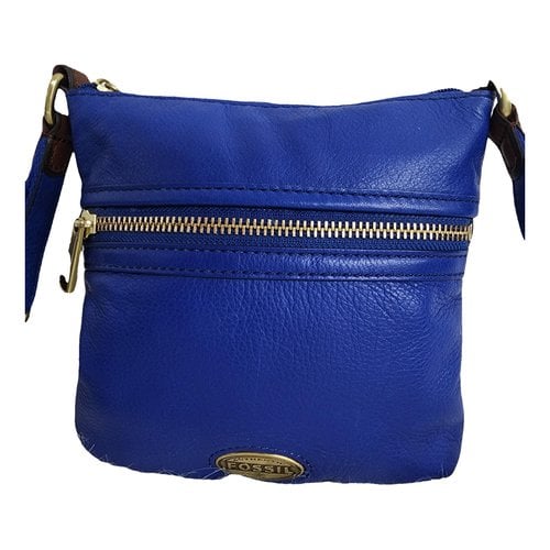 Pre-owned Fossil Leather Crossbody Bag In Blue