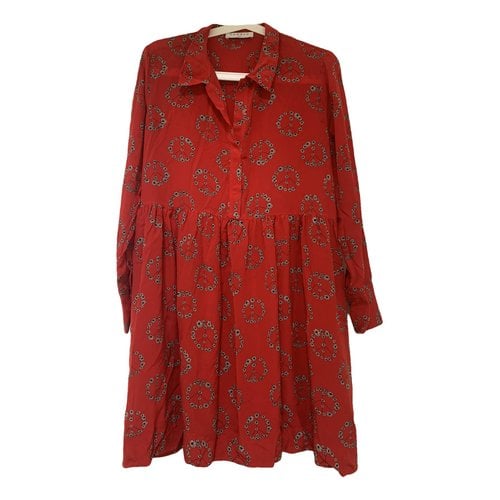 Pre-owned Sandro Silk Mid-length Dress In Red