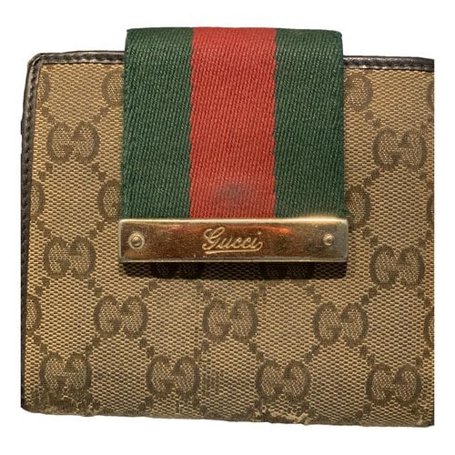 Pre-owned Gucci Sylvie Cloth Wallet In Brown