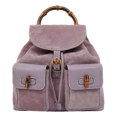 Pre-owned Gucci Vintage Bamboo Backpack In Purple