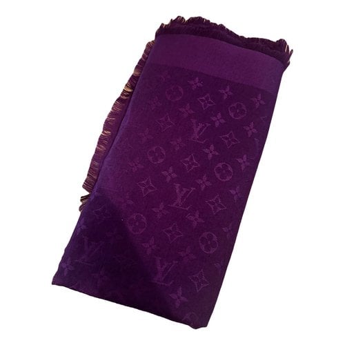 Pre-owned Louis Vuitton Châle Monogram Wool Scarf In Purple