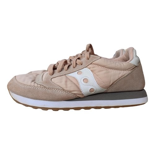 Pre-owned Saucony Cloth Trainers In Beige