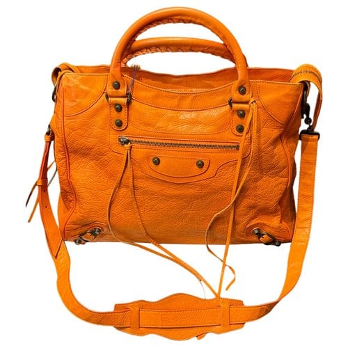 Pre-owned Balenciaga City Leather Handbag In Orange