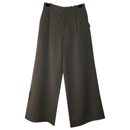 Pre-owned Dior Wool Straight Pants In Grey