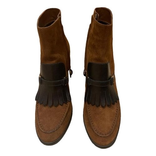 Pre-owned Tod's Leather Ankle Boots In Brown