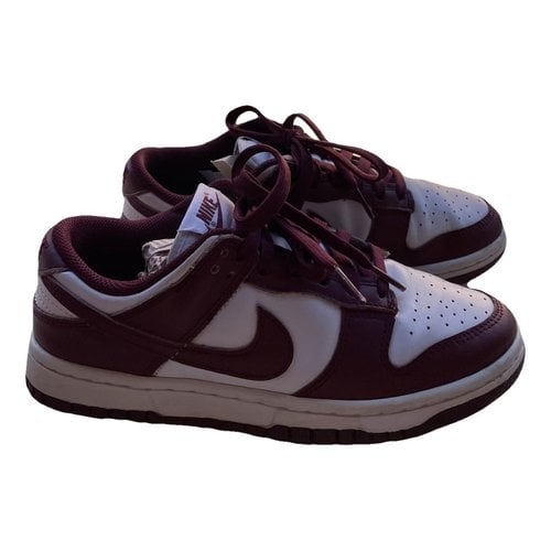 Pre-owned Nike Leather Trainers In Burgundy