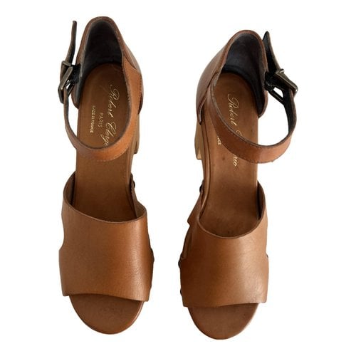 Pre-owned Robert Clergerie Leather Sandals In Camel