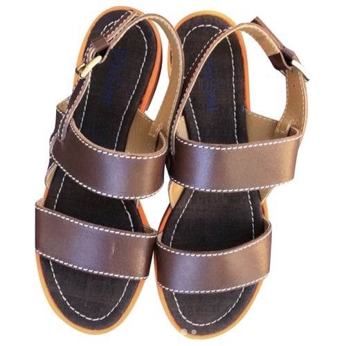 Pre-owned Pollini Leather Sandals In Brown