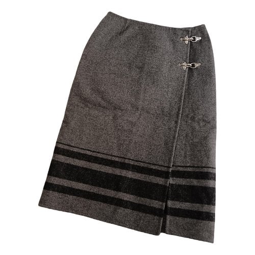 Pre-owned Celine Wool Maxi Skirt In Grey