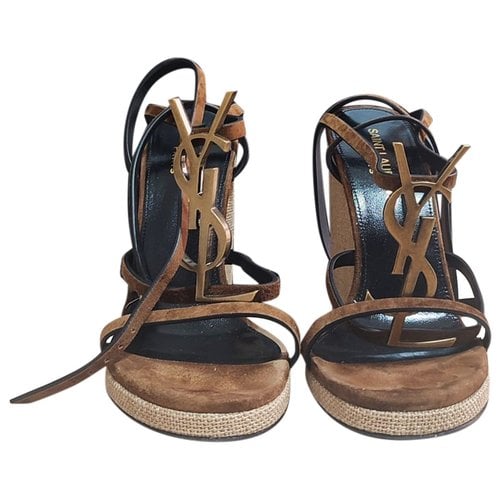 Pre-owned Saint Laurent Cloth Sandals In Brown
