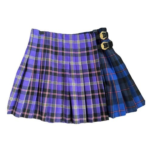 Pre-owned Versace Wool Mini Skirt In Multicolour