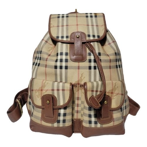 Pre-owned Burberry Leather Backpack In Beige