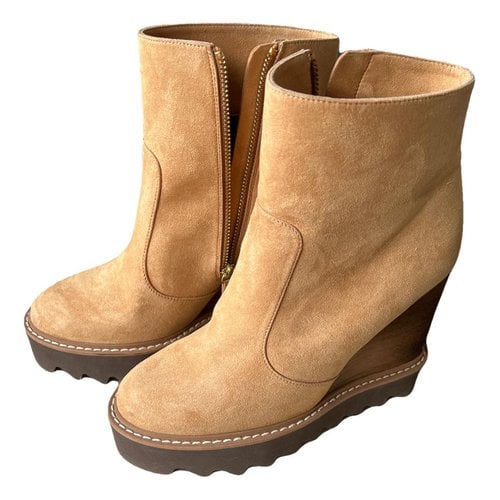 Pre-owned Stella Mccartney Vegan Leather Boots In Camel