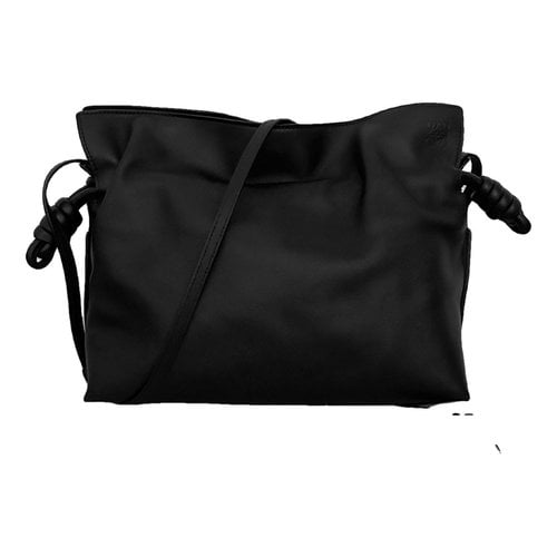 Pre-owned Loewe Flamenco Leather Crossbody Bag In Black