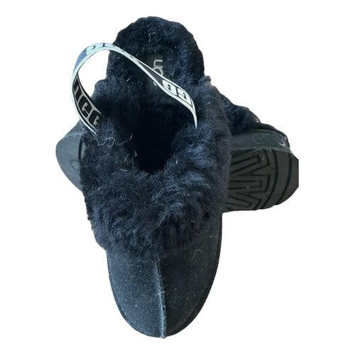 Pre-owned Ugg Shearling Mules & Clogs In Black