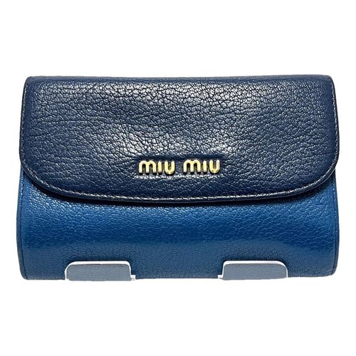 Pre-owned Miu Miu Leather Wallet In Blue