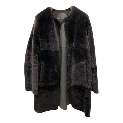 Pre-owned French Connection Shearling Coat In Grey