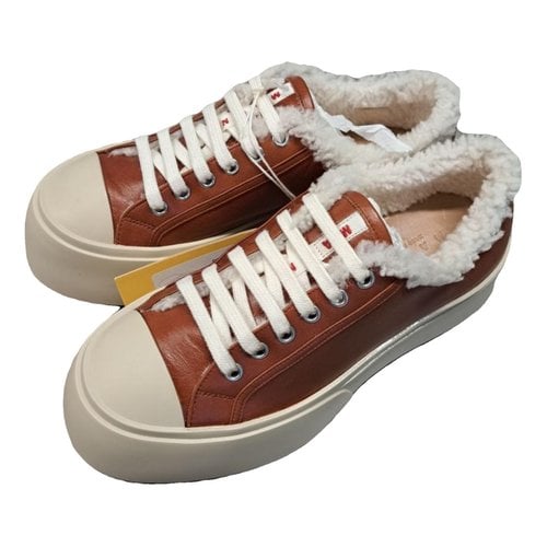 Pre-owned Marni Leather Trainers In Brown