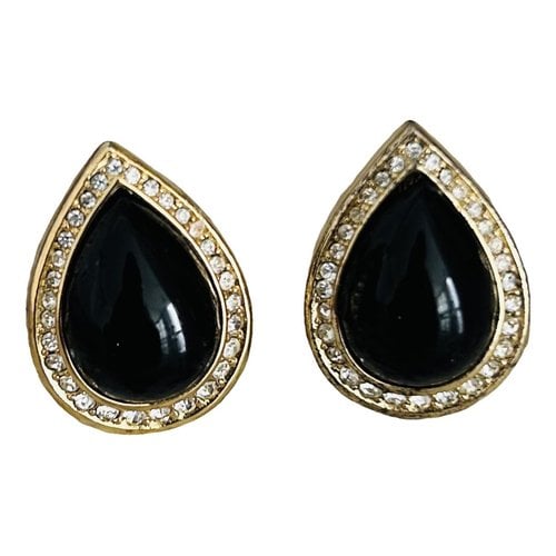 Pre-owned Dior Crystal Earrings In Black
