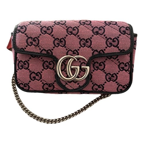 Pre-owned Gucci Gg Marmont Cloth Crossbody Bag In Pink