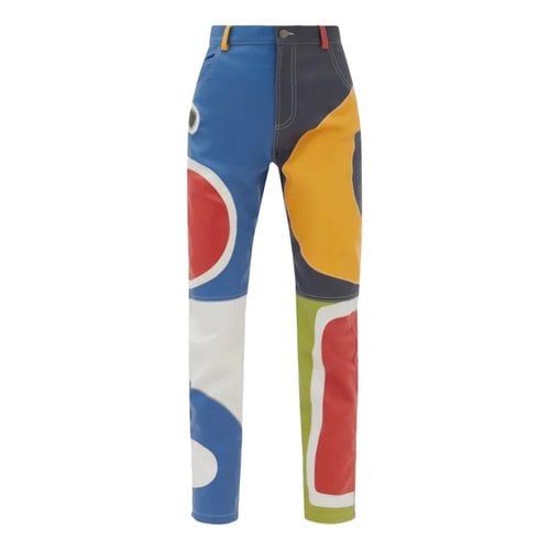 Pre-owned Charles Jeffrey Loverboy Leather Straight Pants In Multicolour