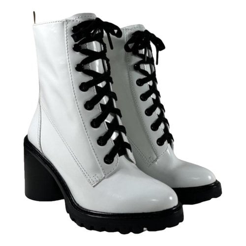 Pre-owned Marc Jacobs Leather Biker Boots In White