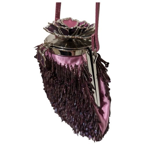 Pre-owned Valentino Garavani Silk Handbag In Purple