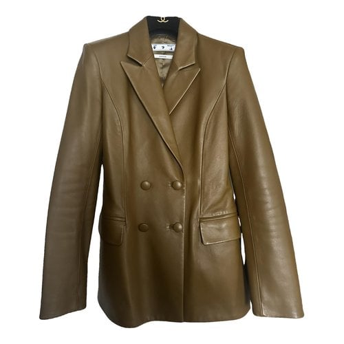 Pre-owned Off-white Leather Blazer In Khaki