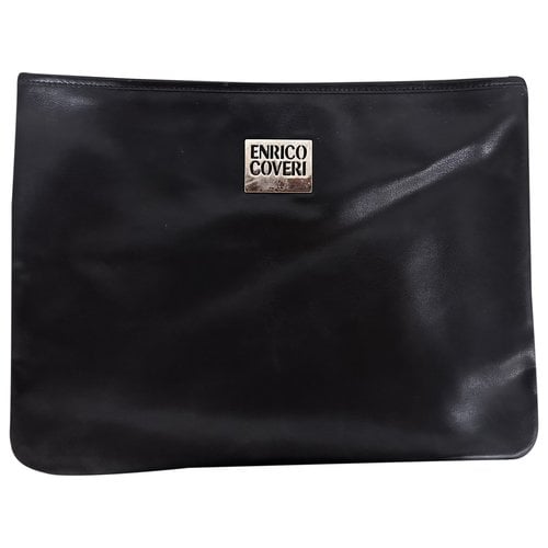 Pre-owned Enrico Coveri Leather Clutch Bag In Black