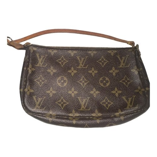 Pre-owned Louis Vuitton Marly Vintage Cloth Clutch Bag In Brown