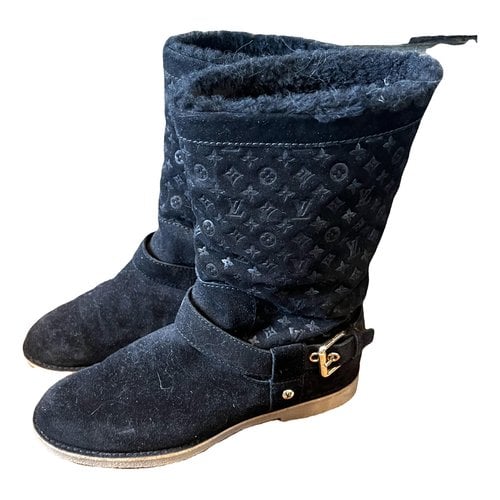 Pre-owned Louis Vuitton Cloth Boots In Blue