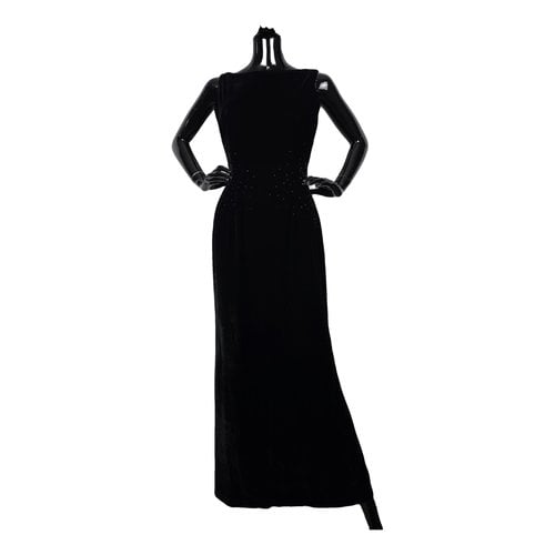Pre-owned Oscar De La Renta Velvet Maxi Dress In Black