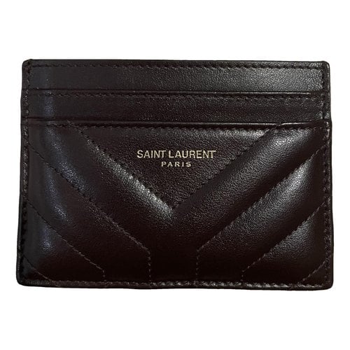 Pre-owned Saint Laurent Leather Card Wallet In Brown