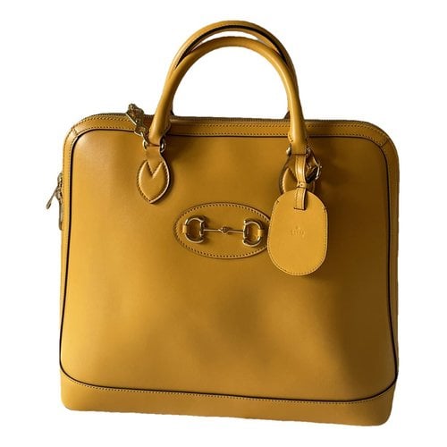 Pre-owned Gucci Horsebit 1955 Leather Bag In Yellow