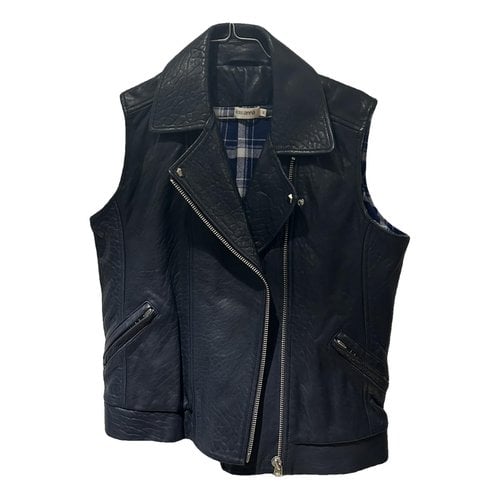 Pre-owned Roseanna Leather Jacket In Navy