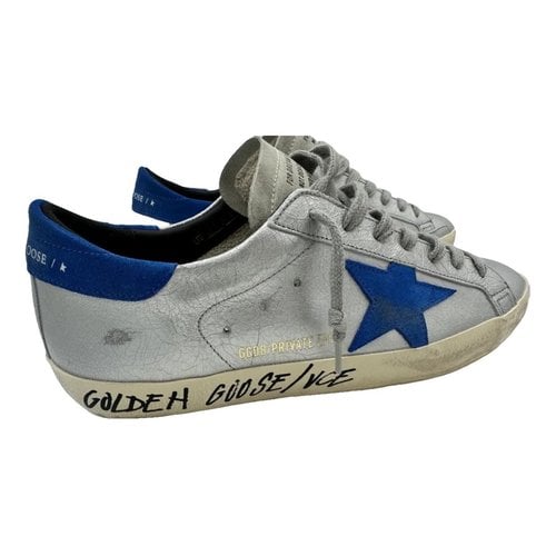 Pre-owned Golden Goose Superstar Leather Low Trainers In Metallic