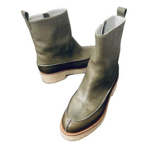 Pre-owned Tela Leather Boots In Khaki