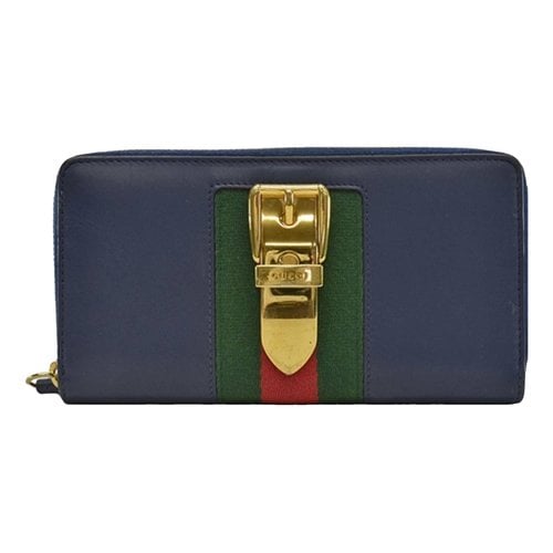 Pre-owned Gucci Sylvie Leather Wallet In Blue