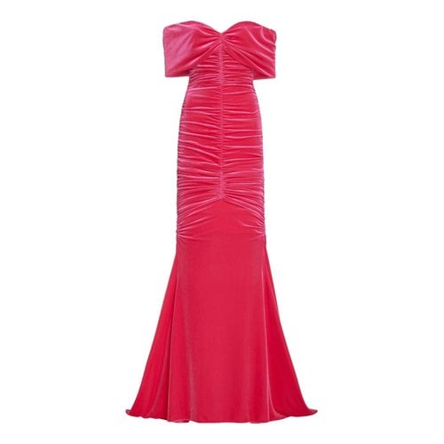 Pre-owned Monique Lhuillier Velvet Maxi Dress In Pink