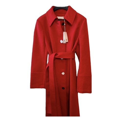 Pre-owned Tory Burch Cashmere Coat In Red