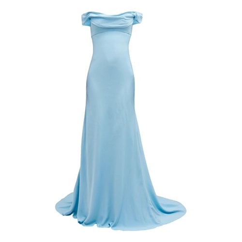 Pre-owned Monique Lhuillier Silk Maxi Dress In Blue