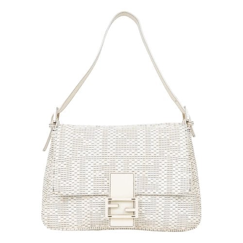 Pre-owned Fendi Mamma Baguette Leather Bag In White